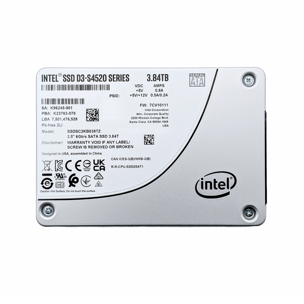 Solidigm D3-4520 3.84TB SATA SSD 6Gb/s SSDSC2KB038TZ01