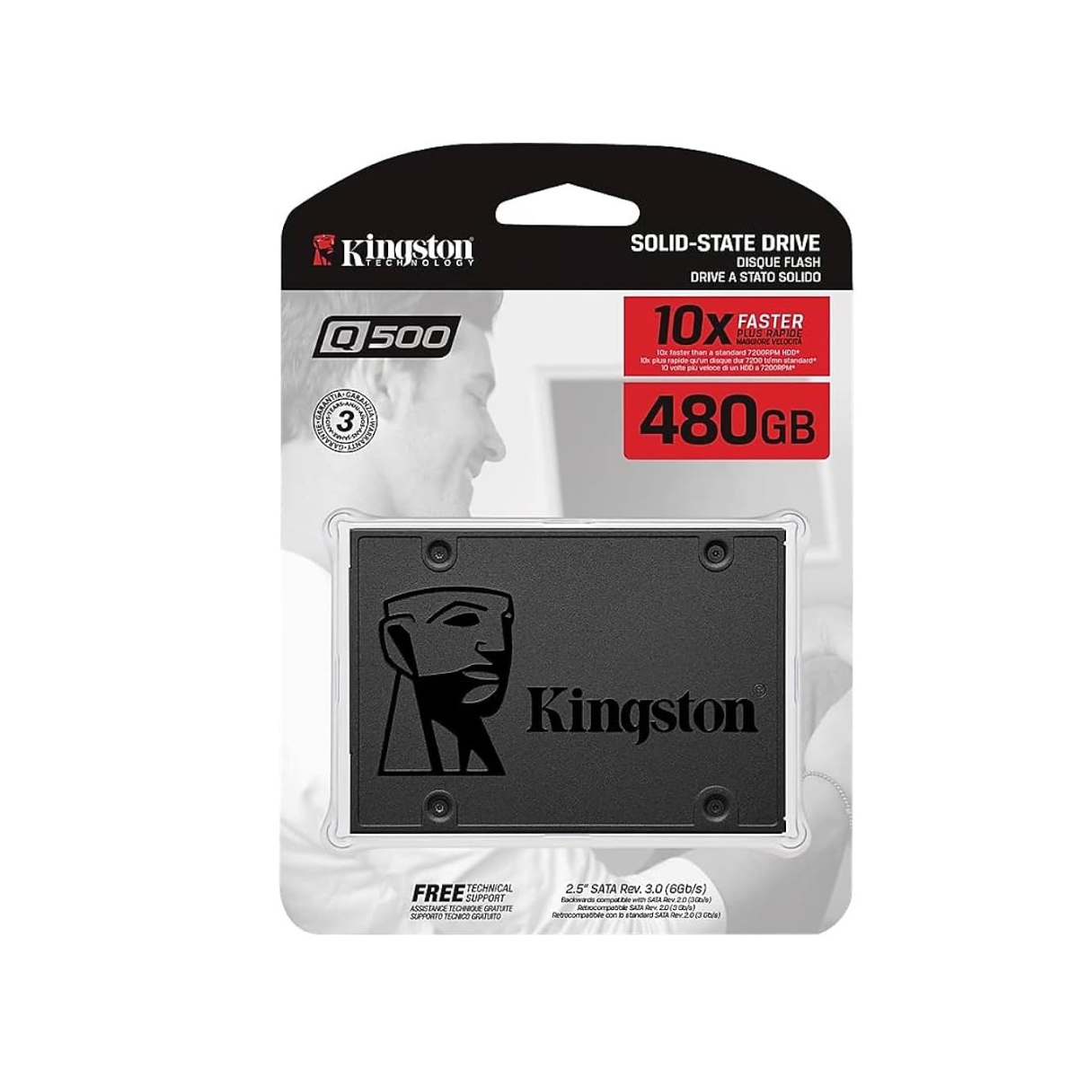 Kingston 480GB Q500 Solid State Drive 2.5" Internal SATA3 TLC 6Gbp/s SQ500S37/480G