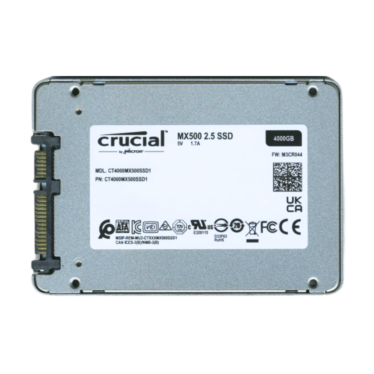 Crucial MX500 4TB 2.5" Solid State Drive 3D NAND Internal SATA 560MB/s CT4000MX500SSD1